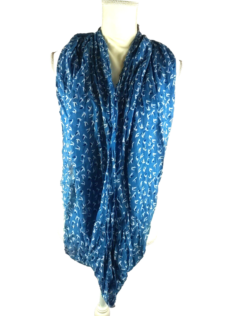 Collection Eighteen Infinity Scarf Blue With Birds Rayon